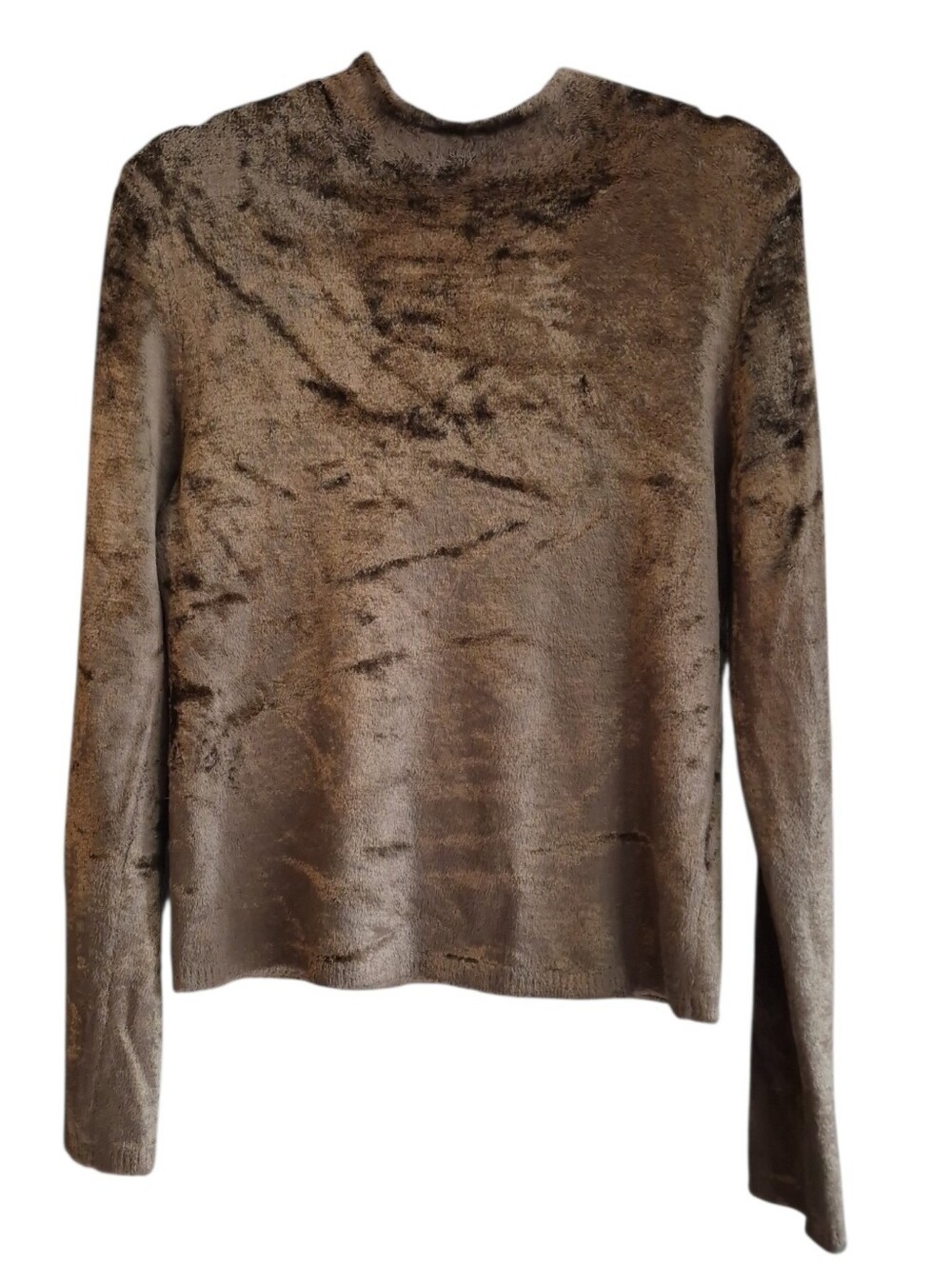 Vince Panne Velvet Crewneck Sweater Brown Crushed Pullover